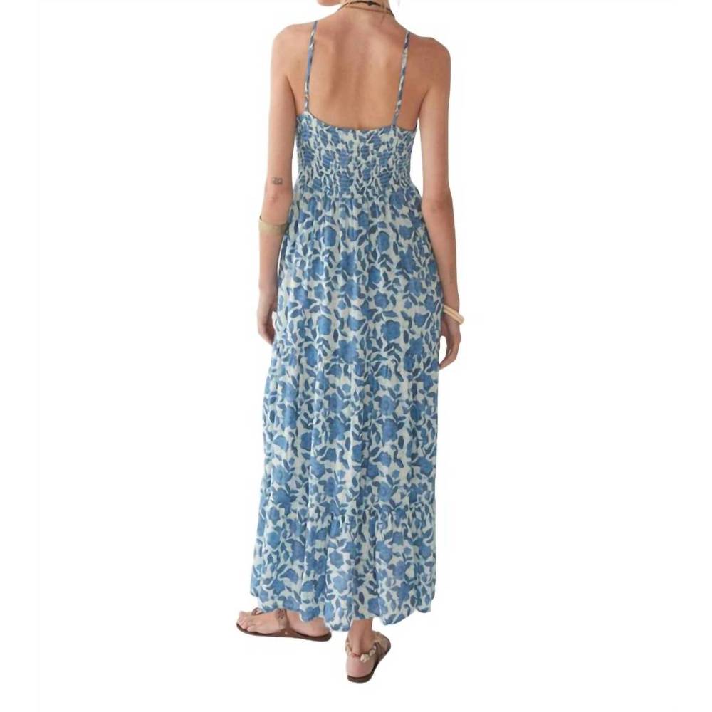 NEW MAISON HOTEL half- button maxi dress in cobalto - Picture 2 of 3